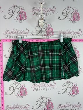 Dreamgirl micro mini skirt sexy school girl Green and Black Plaid Mini Skirt